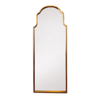 Arched Metal Shaped Gilt Mirror. Pretty rounded shaping to the top of this long mirror adds interest and style.  Perfect in a dressing room, bedroom, or at the end of a long hall to add light and perspective to your space.