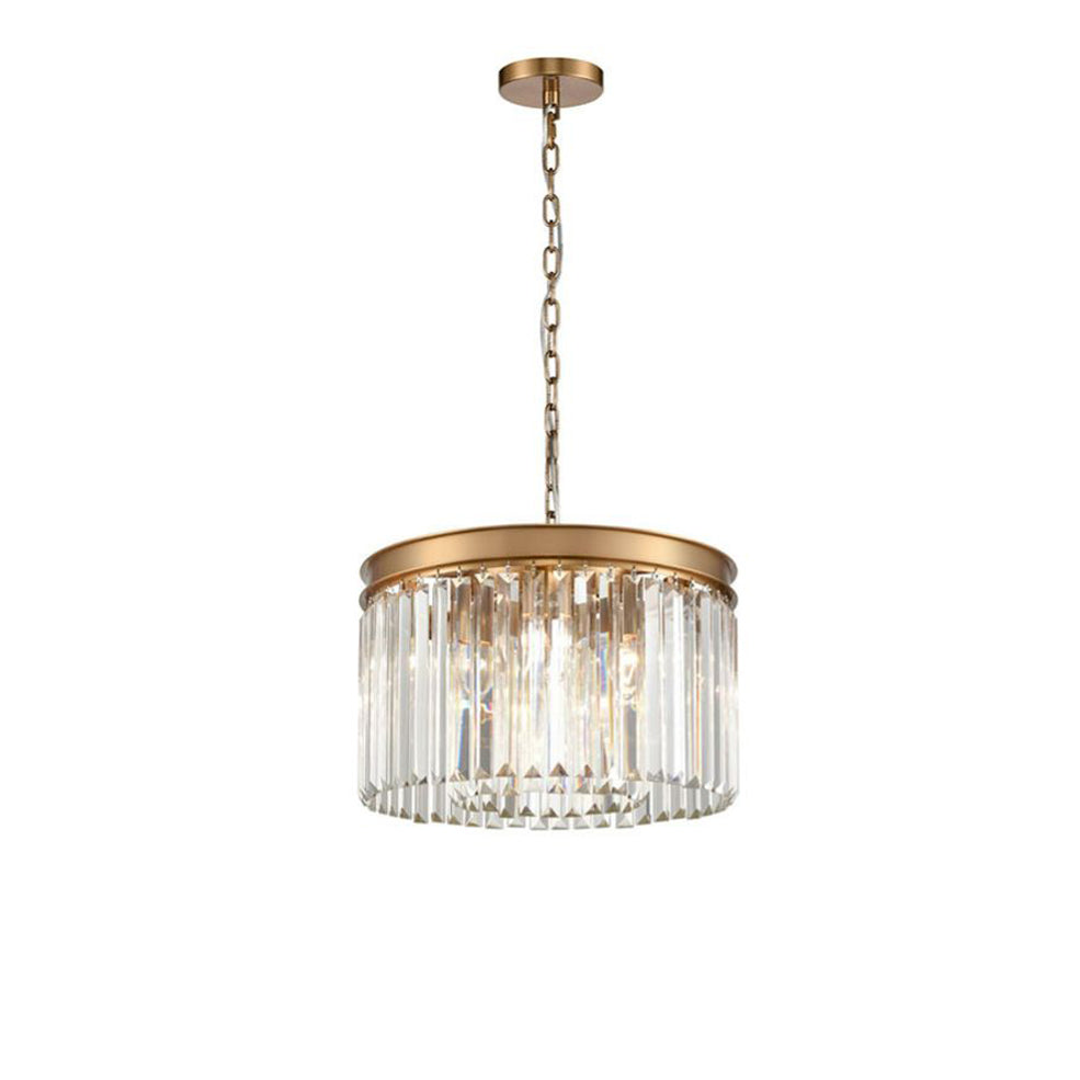 Crystal Prism Gold Banded Chandelier