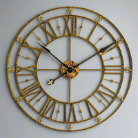 A statement clock finished in an antiqued gold iron metal made to define your wall space. Easy to hang with with just one fixing required.
