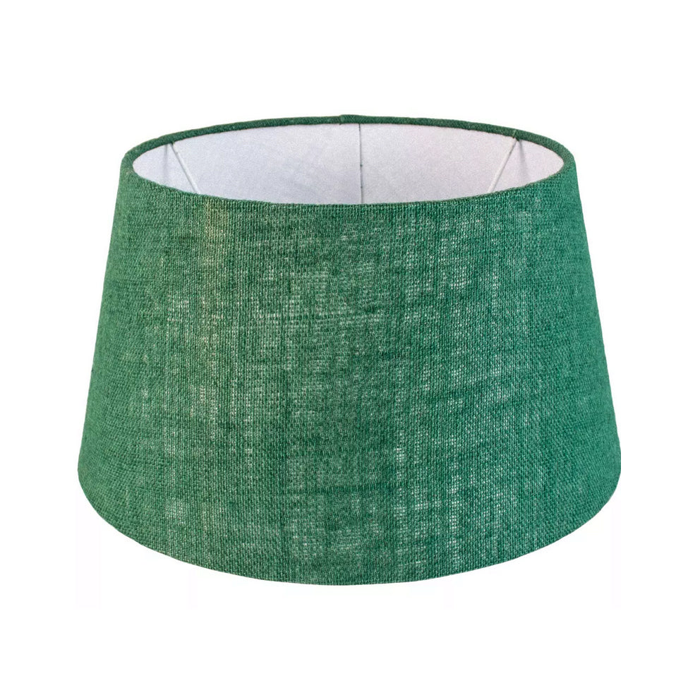 Green linen fabric shade. A new shade can update the most boring of lamp bases, giving a new, fresh look to any room. This lampshade is perfectly suited for most small to medium lamp bases, making it a versatile choice for living rooms or bedrooms. Its green hue adds a pop of color that brightens the room, while its natural linen composition provides an elegant look.
W: 35 cm  H: 24 cm