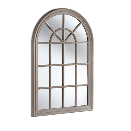 Tall White Wooden Arched Window Mirror  180 cm