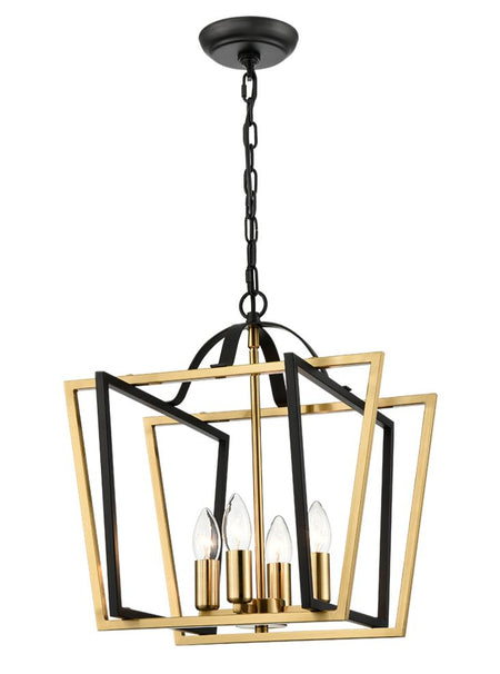 Black & Gold Caged 4 Light Pendant