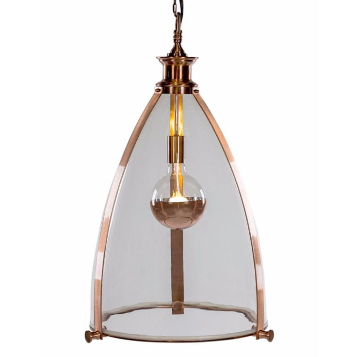 Large Copper & Clear Glass Clad Pendant - CLEARANCE