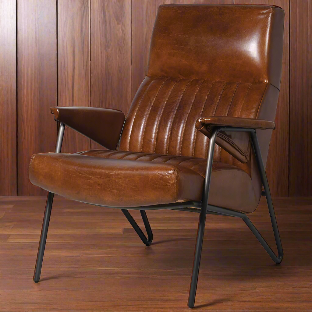 Leather metal armchair hotsell
