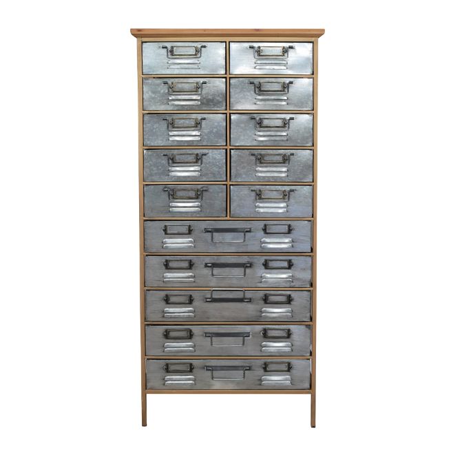 Amazing industrial back of drawers, wooden carcass with 10 smaller drawers over  5 larger drawers clad in metal, the epitome of industrial furniture. So useful with a designer edge to give a unique look in any space.