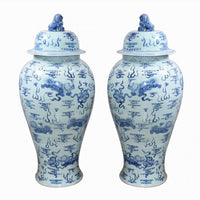 Floor Standing Tall Ginger Jars (Pair)