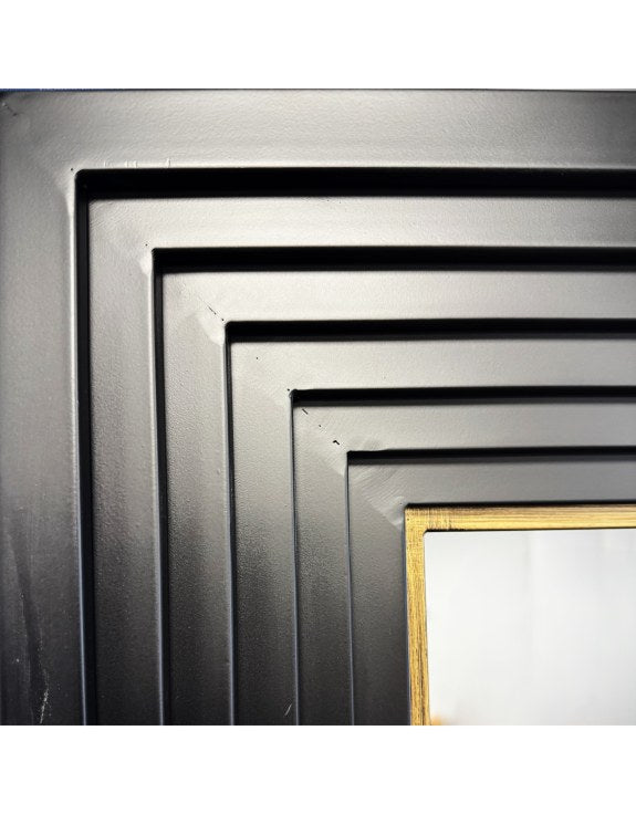 Large Black Metal  Ridged Mirror 187 cm x 107 cm