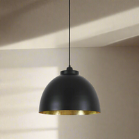 Large Black Metal Pendant With Gold Inner