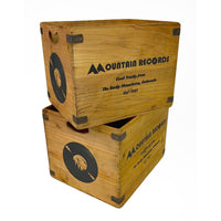 Vinyl record crates with Mountain Records inscription. Two different sizes perfect for your vinyl collection or anything else you wish to store in these vintage style boxes.
Wooden crates can serve as stylish and functional storage solutions for organizing items like books, office supplies, or tools.