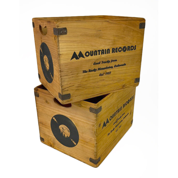 Vinyl record crates with Mountain Records inscription. Two different sizes perfect for your vinyl collection or anything else you wish to store in these vintage style boxes.
Wooden crates can serve as stylish and functional storage solutions for organizing items like books, office supplies, or tools.