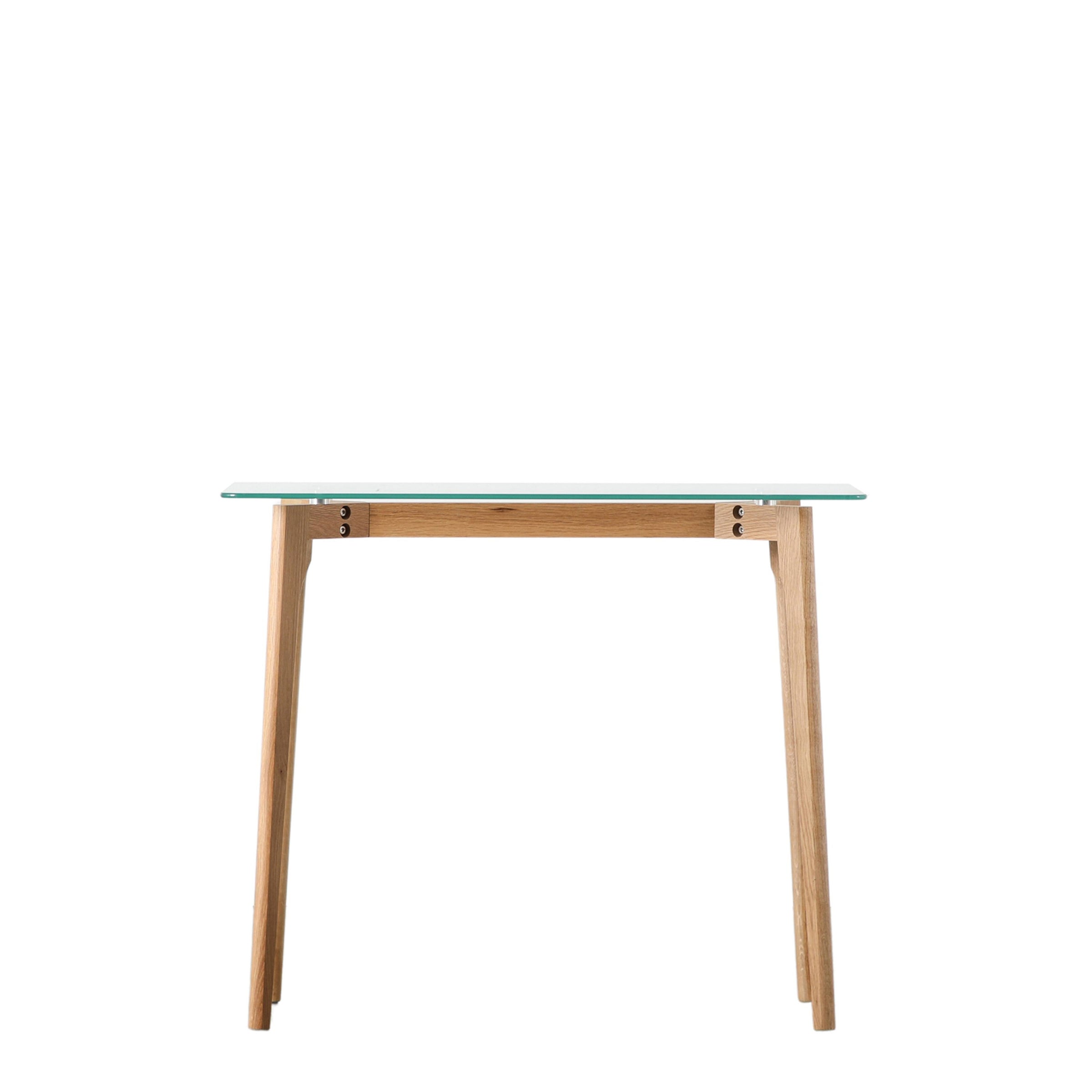 Oak Console Table Glass Top