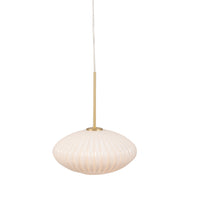 Milky white glass ribbed pendant.   An opaque glass pumpkin shaped pendant, perfect for a kitchen, or an island.  Great cloakroom light, lit with a warm led bulb to give the perfect muted glow to any room.