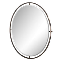 Oval Metal Mirror With Brass Frame  - 100 cm