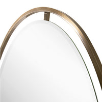 Oval Metal Mirror With Brass Frame  - 100 cm