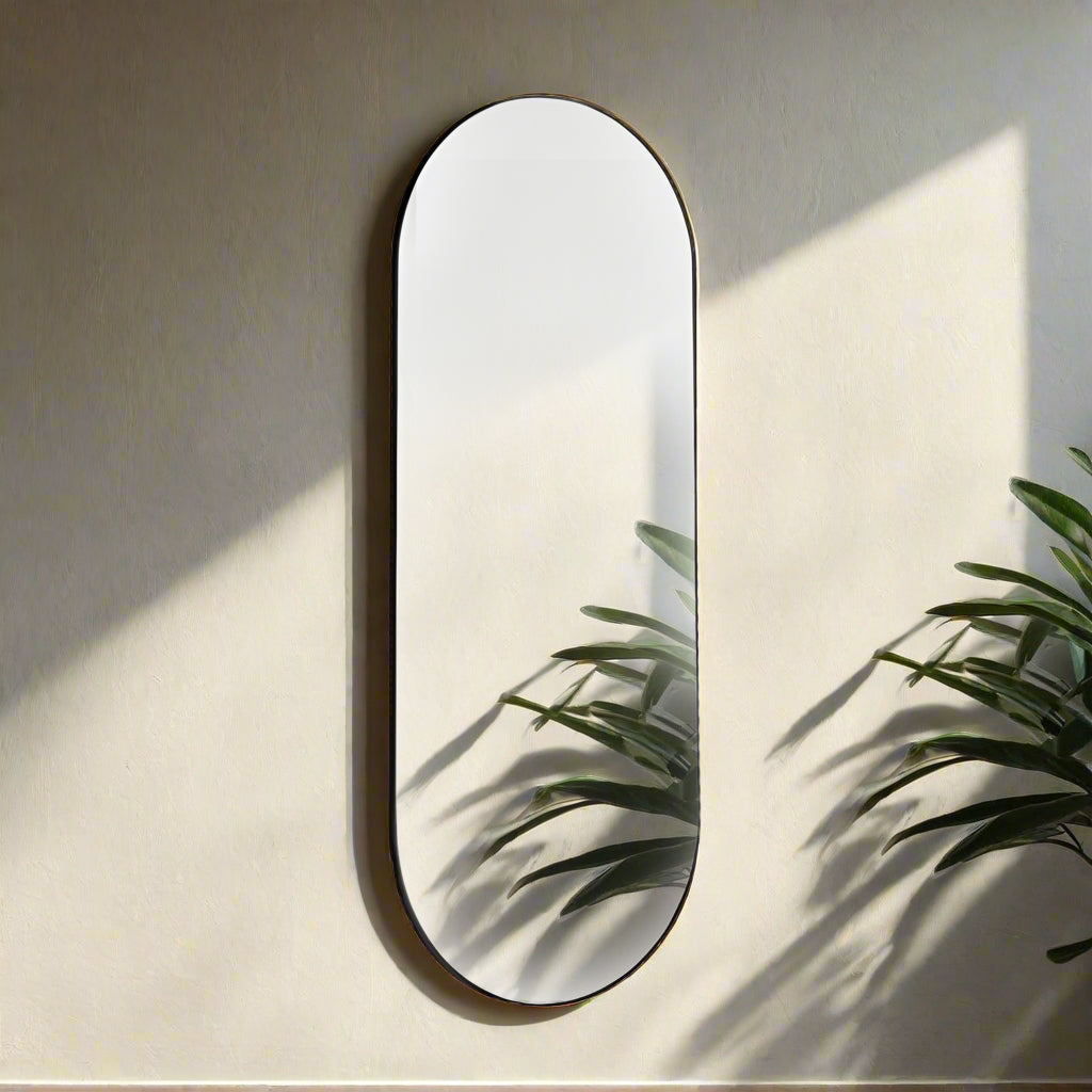 Minimal Black Oval Mirror 150 cm x 60 cm