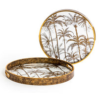 Palm tree round trays. The trays are clear transparent, not mirrored.
These decorative trays are a simple yet impactful way to elevate your space. They offer both style and function, helping you keep things organized while also contributing to your home's aesthetic. Whether you're using them for displaying personal items, serving guests, or simply as a decorative pieces, these stylist trays can enhance the beauty and practicality of any room.