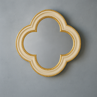 Cream Quatrefoil Mirror With Gold Beading