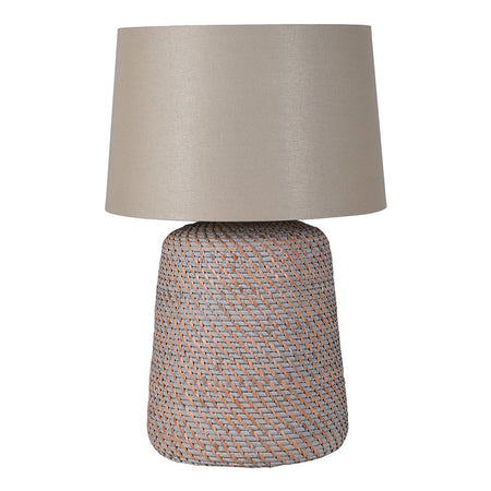 Round Ceramic Lamp with Grey Shade 70 cm