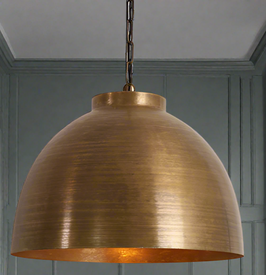Large Raw Old Bronze Hanging Lamp - CLEARANCE