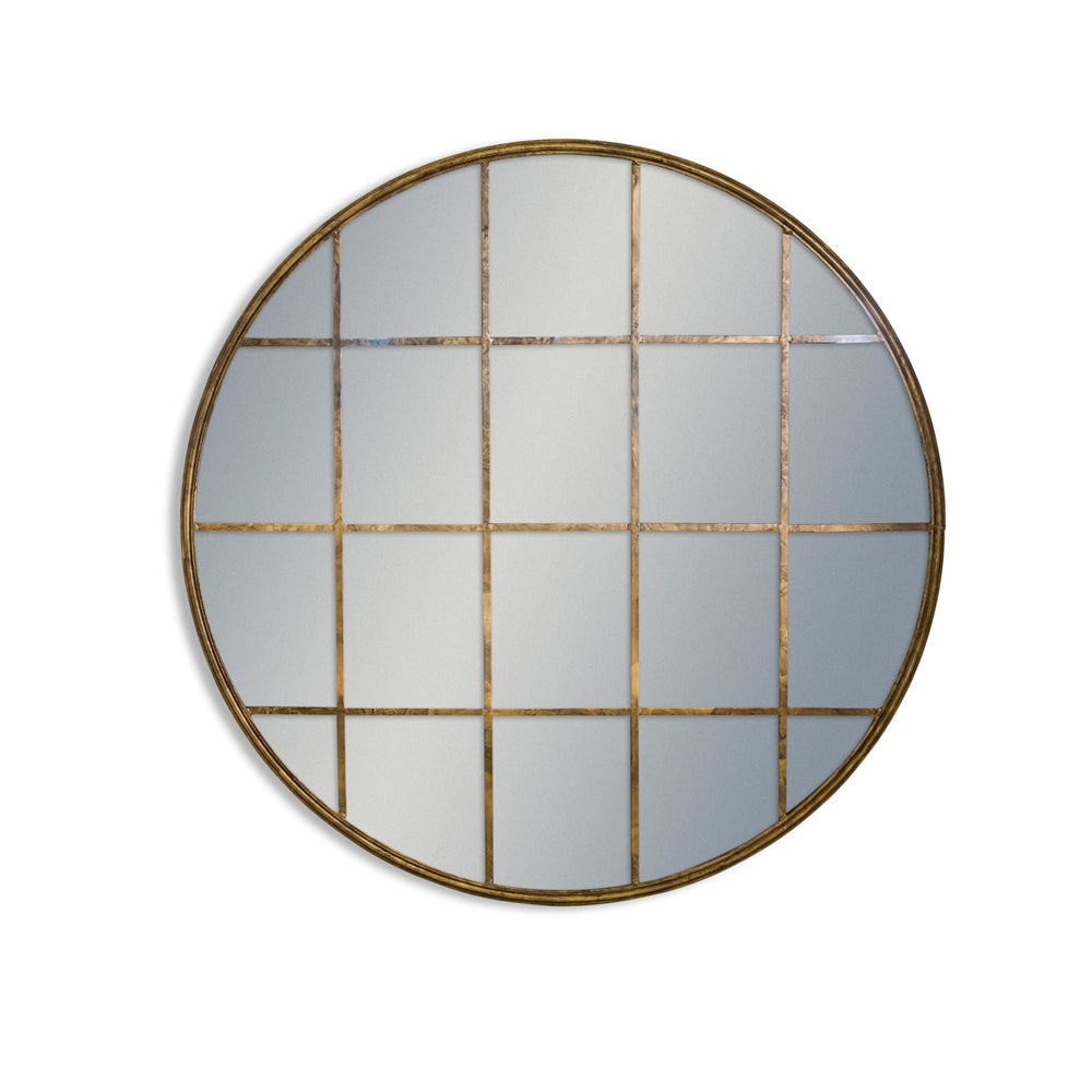 Circular Pale Gold Window Mirror 94 cm