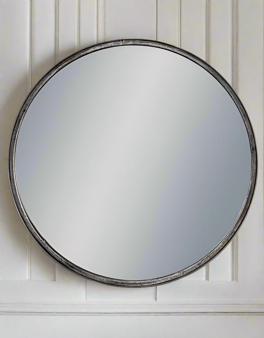 Circular Deep Frame Nickel Mirror 80 cm