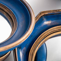 Mini convex Blue framed mirrors which come in an assortment of sizes. This is a fantastic price and range which takes the headache out of creating your own wall assortment