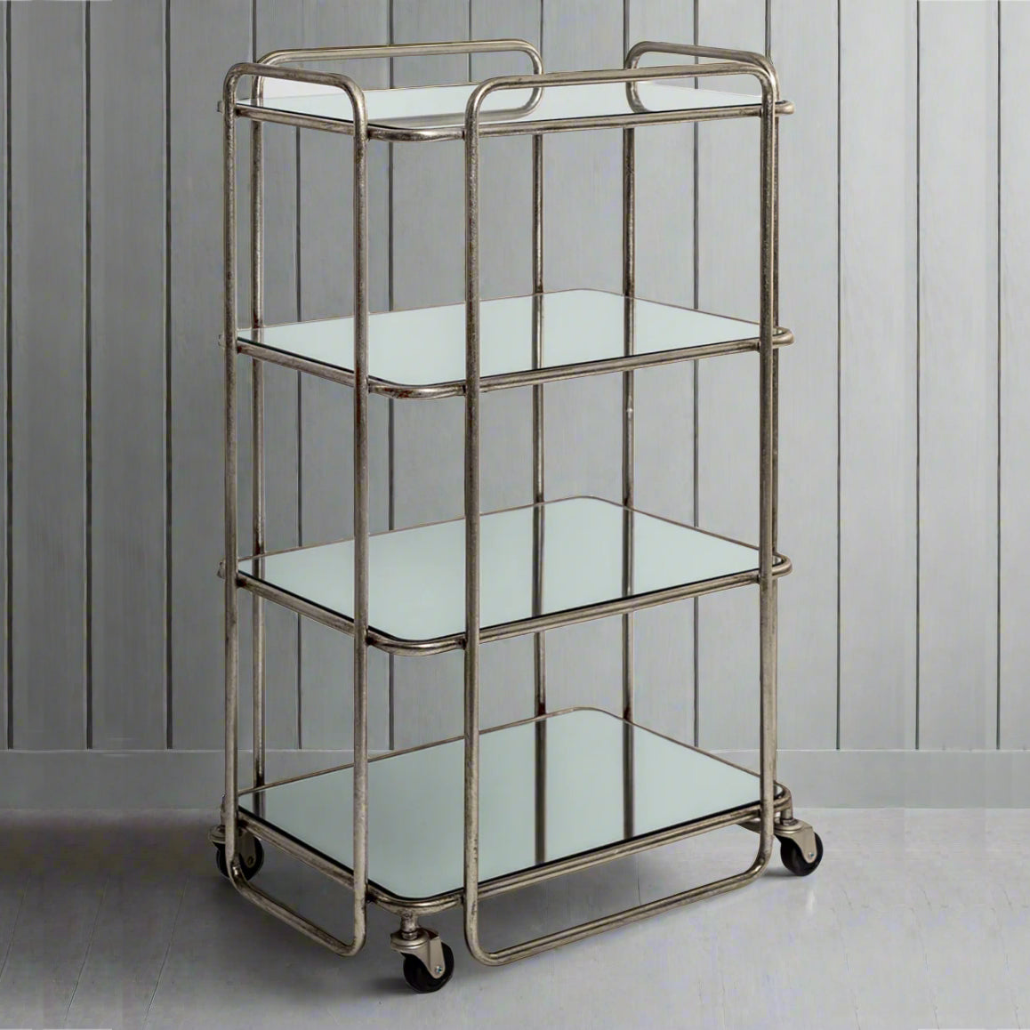 Drinks Trolley Silver Four Tier Shelves