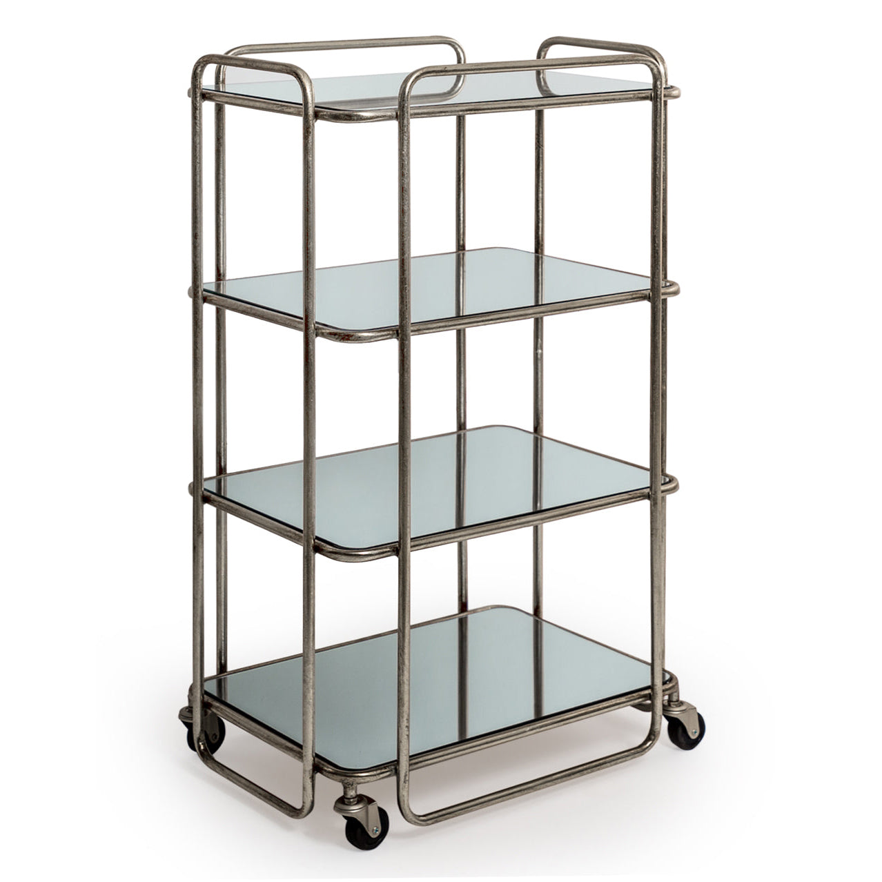Drinks Trolley Silver Four Tier Shelves