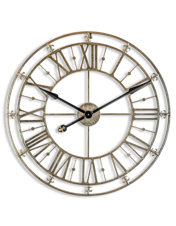 Champagne Silver Skeleton Clock 76 cm