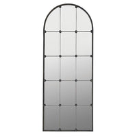 Full Length Black Iron Arched Window Mirror