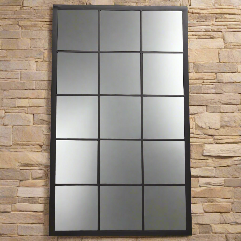 Tall Black Window Mirror 127cm x 76 cm