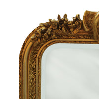 Transform any room into a luxurious retreat with our stunning giltwood mirror. Measuring an impressive 152 cm in height and 86 cm in width, this large ornate gilt mirror  is a masterpiece of Georgian-inspired design, perfect for adding a touch of timeless elegance to your home
The beautifully decorated gilt wood frame showcases intricate details such as musical instruments, swags, and other ornate embellishments. The heavily decorated frame exudes opulence, making it a standout piece in any setti