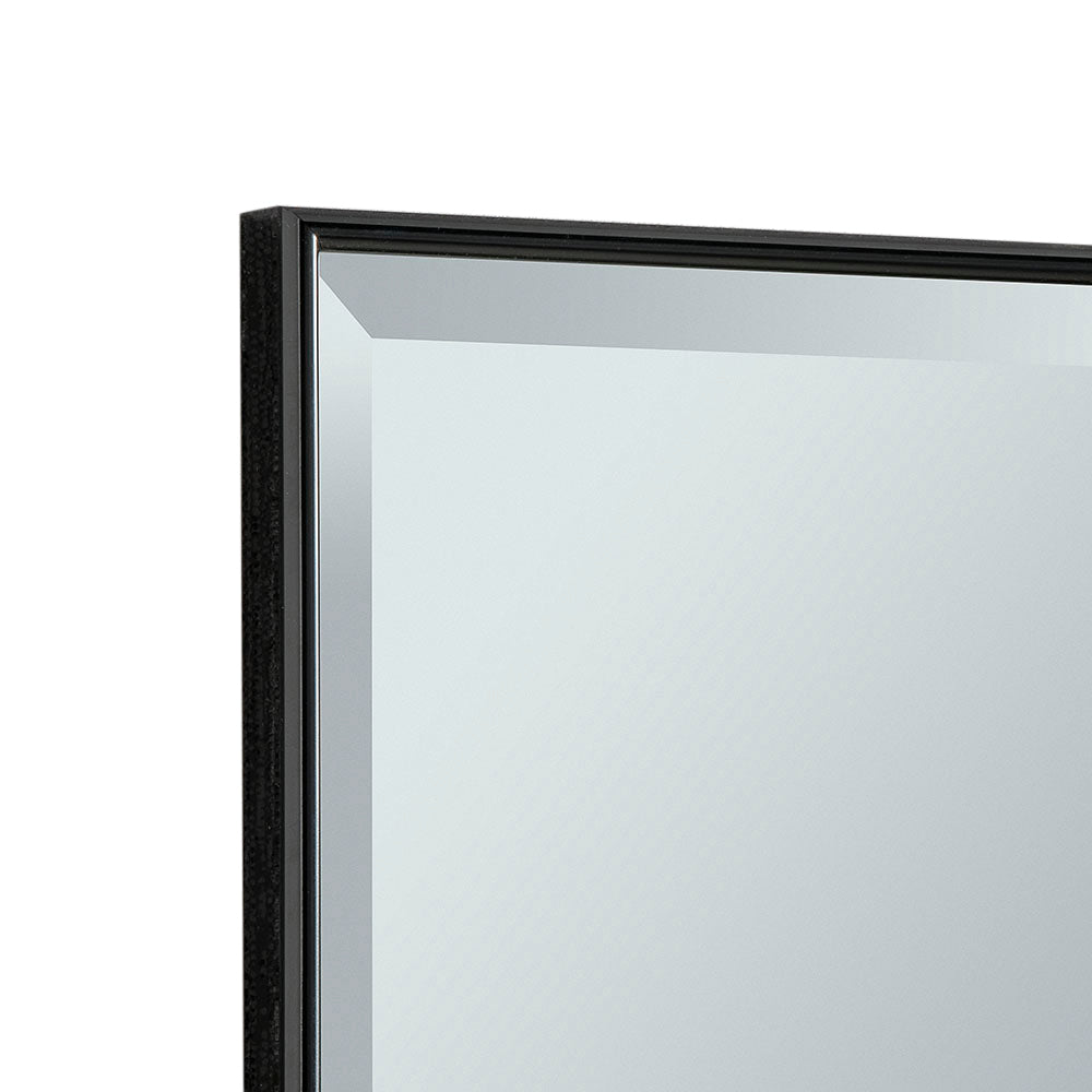 Stunningly simple mirror with a black metal minimal frame. The glossy metal border sets off the clear glass mirror to add shine and light to your space. Eight Sizes.