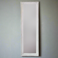 White slim framed mirror with gold fleck in the paint - great bedroom, dressing room mirror, wall mounted or leaning. 