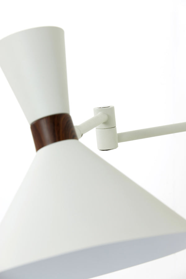 White Conical Wall Light with Swivel Arm - extends to 50cm - CLEARANCE