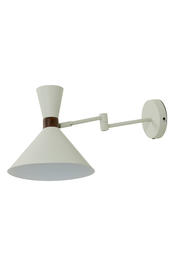 White Conical Wall Light with Swivel Arm - extends to 50cm - CLEARANCE