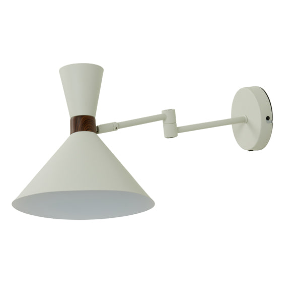 White Conical Wall Light with Swivel Arm - extends to 50cm - CLEARANCE