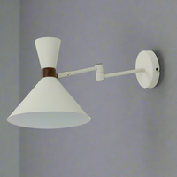 White Conical Wall Light with Swivel Arm - extends to 50cm - CLEARANCE
