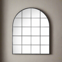 Black metal arched window mirror. 
