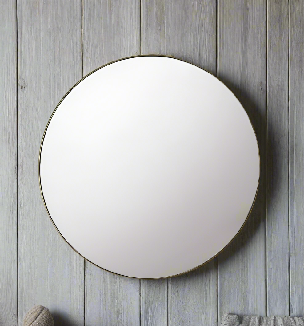 Circular Slim Framed Champagne Mirror 100 cm