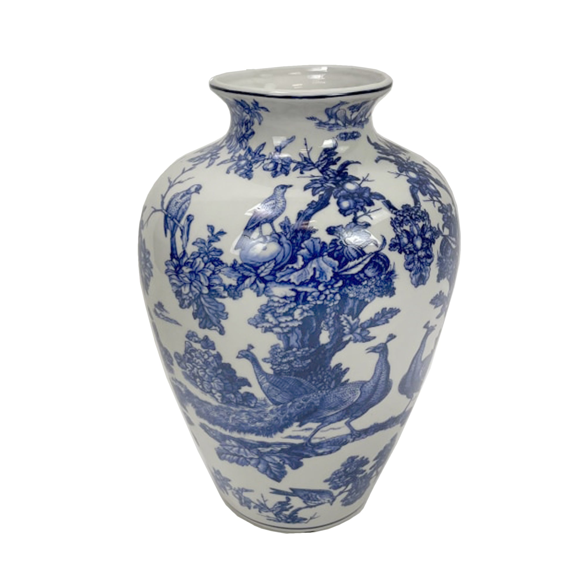 White & Blue Ceramic Vase.