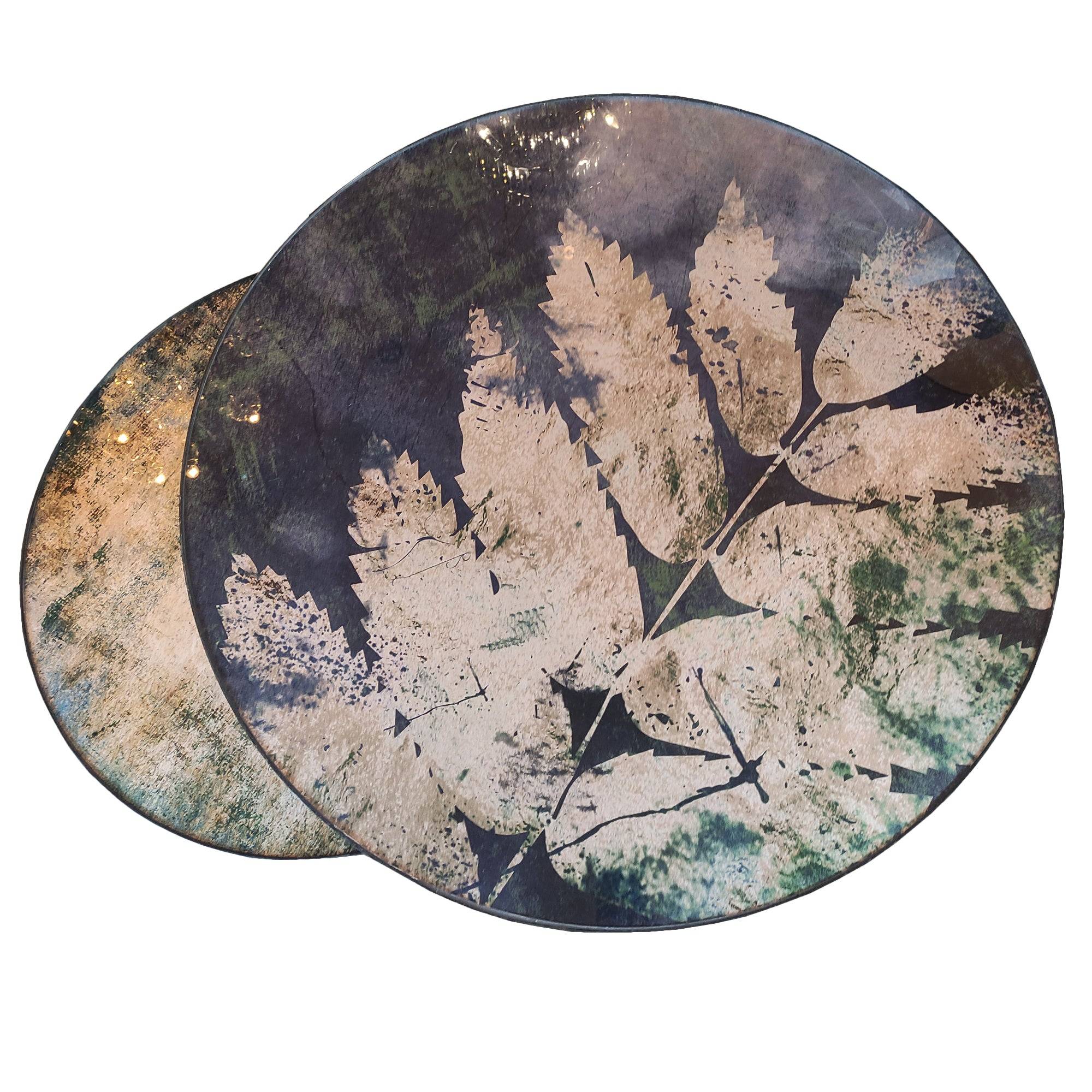 Shop acrylic top round side tables in earthy woodland and lake tones.  Available individually or as a set of two. Perfect size options for versatile room placement.  Blue, gold, green tones with a floral pattern bring an elevated touch of the outdoors into your home.  Beautiful coloured lacquered top in a generous portion that works well as a central coffee table feature.