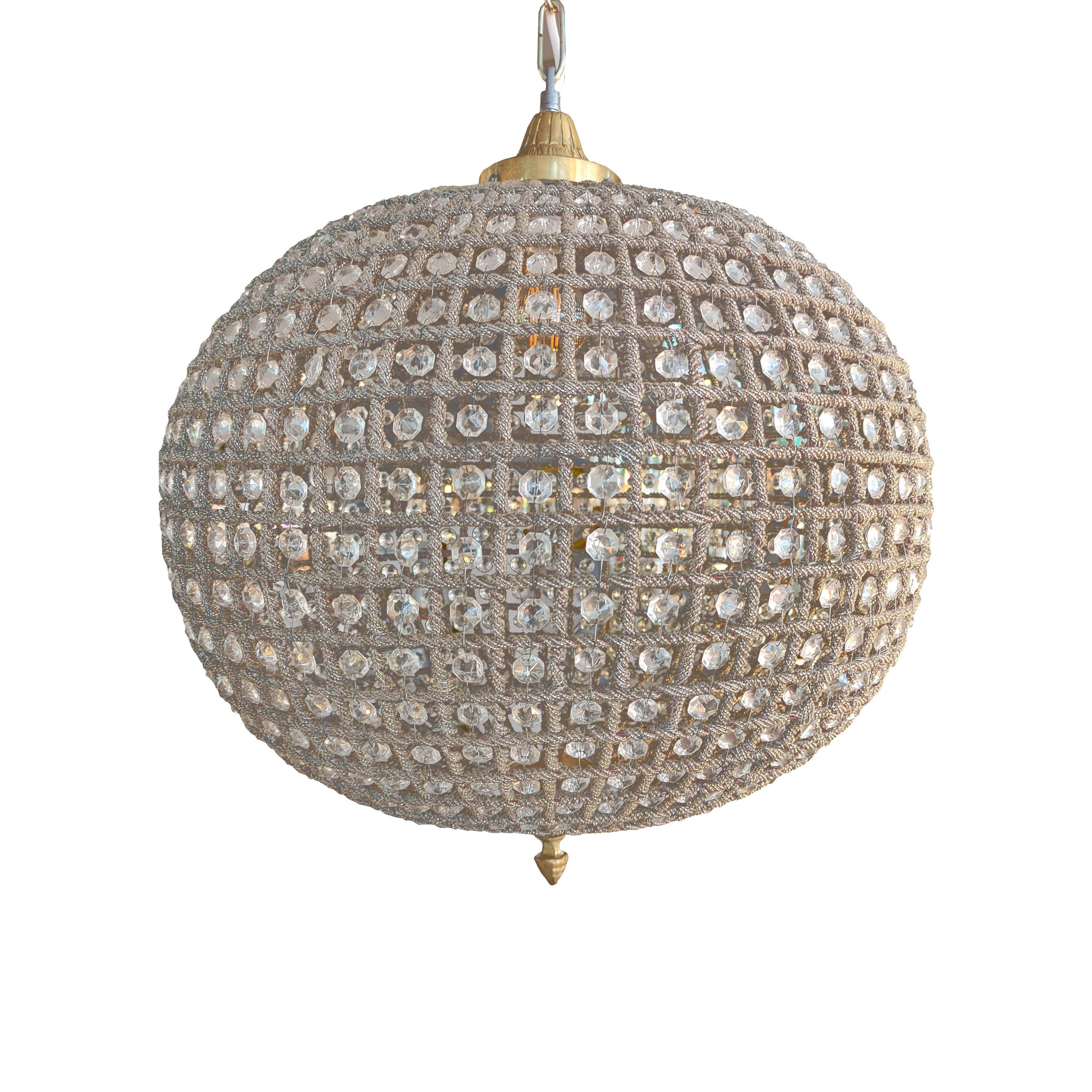 Medium Brass Crystal Globe Chandelier