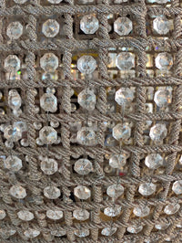 Extra, extra large, aged brass crystal globe chandelier with crystal beading encased in brass metalwork that reflects a pretty pattern around your ceiling and walls. Crystal globe chandeliers are a  classic and glamorous ceiling light which compliments all types of decor.  Globe chandeliers create a dazzling effect as light refracts through the crystals.