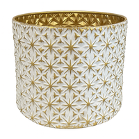 large metal festive metal white and gold container, would work perfectly as pot for Xmas tree