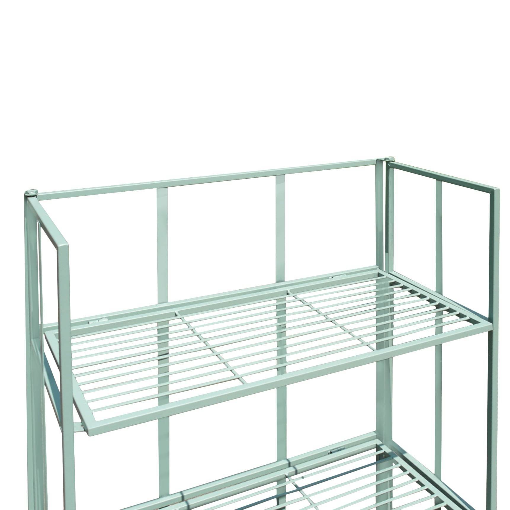 Folding indoor or outdoor shelving, blue painted and perfect storage inside or in your garden or conservatory for plants etc