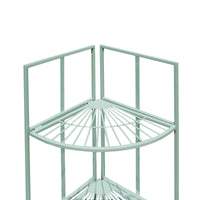 Folding corner shelf unit with 4 shelves in a painted blue colour. Perfect indoor or out, in a bathroom for towels, in a garden or conservatory displaying plants, a really versatile piece of furniture