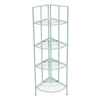 Folding corner shelf unit with 4 shelves in a painted blue colour. Perfect indoor or out, in a bathroom for towels, in a garden or conservatory displaying plants, a really versatile piece of furniture
