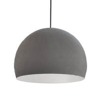 Round dark grey metal pendant with white inner, perfect kitchen island light, over a dining table or in any room that has an industrial twist.