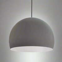Round dark grey metal pendant with white inner, perfect kitchen island light, over a dining table or in any room that has an industrial twist.